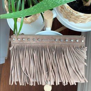 Michael Kors Suede fringe wristlet